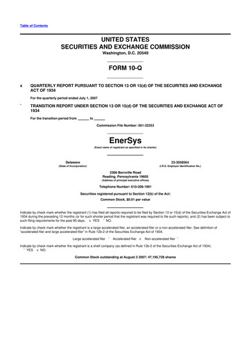 Thumbnail EnerSys 10-Q Quarterly Report FY 