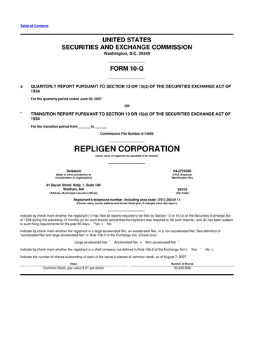 Thumbnail Repligen
 10-Q Quarterly Report FY 