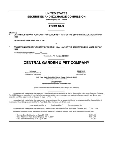 Vorschaubild Central Garden & Pet 10-Q Quartalsbericht  