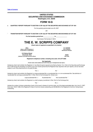 Thumbnail E. W. Scripps Company
 10-Q Quarterly Report FY 