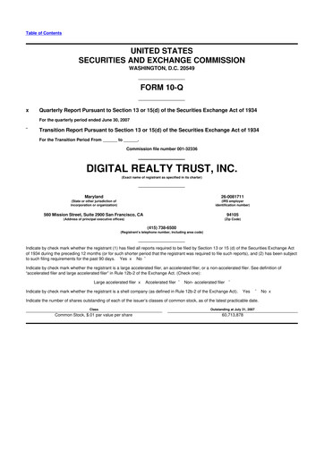 Thumbnail Digital Realty 10-Q Quarterly Report FY 