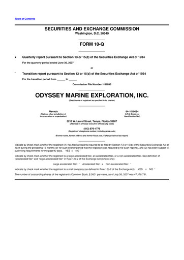 Thumbnail Odyssey Marine Exploration 10-Q Quarterly Report FY 