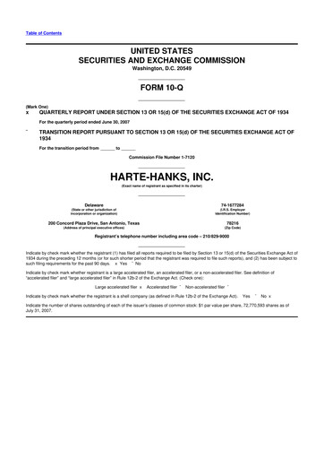 Miniature Harte Hanks 10-Q Rapport trimestriel  