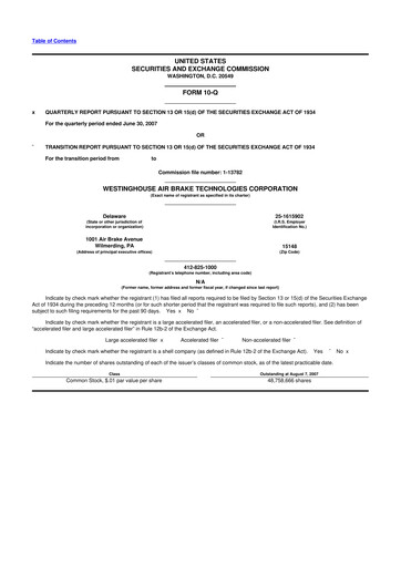 Thumbnail Wabtec 10-Q Quarterly Report FY 