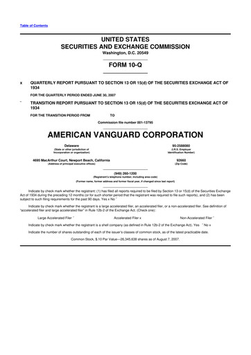 Thumbnail American Vanguard 10-Q Quarterly Report FY 