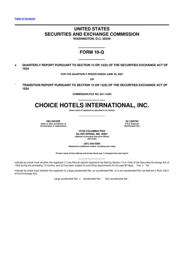Thumbnail Choice Hotels International 10-Q Quarterly Report FY 