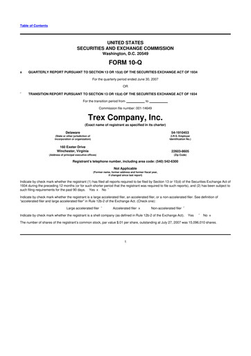Miniature Trex 10-Q Rapport trimestriel  