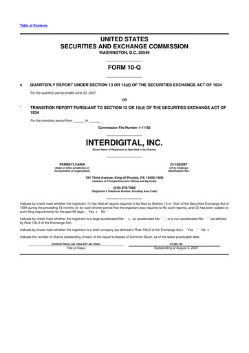 Thumbnail InterDigital
 10-Q Quarterly Report FY 