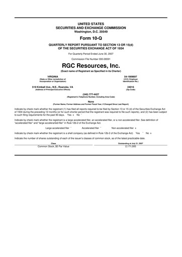 Thumbnail RGC Resources 10-Q Quarterly Report FY 