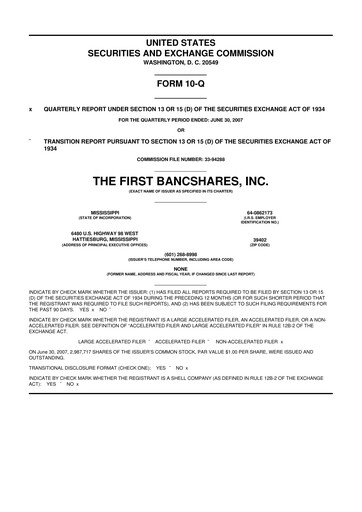 Miniature The First Bancshares 10-Q Rapport trimestriel  