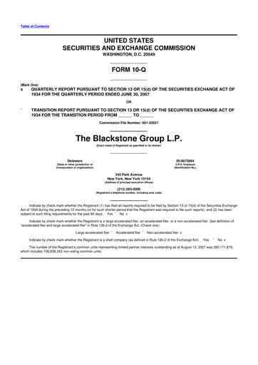 Thumbnail Blackstone Group 10-Q Quarterly Report FY 