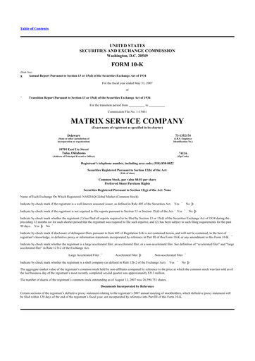Thumbnail Matrix Service Company 10-K Annual Report 