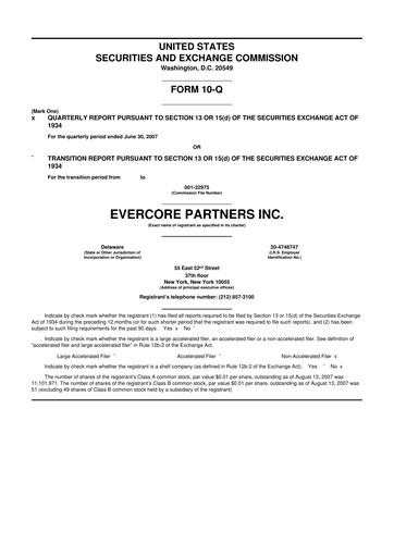 Vorschaubild Evercore 10-Q Quartalsbericht  