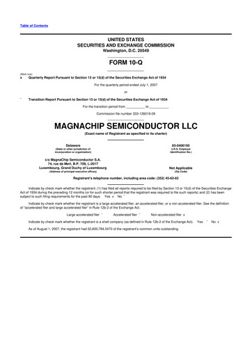 Miniature Magnachip Semiconductor 10-Q Rapport trimestriel  