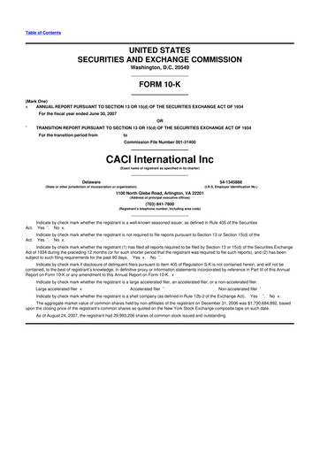 Thumbnail CACI International Inc 10-K Annual Report 