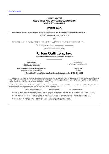 Thumbnail Urban Outfitters
 10-Q Quarterly Report FY 