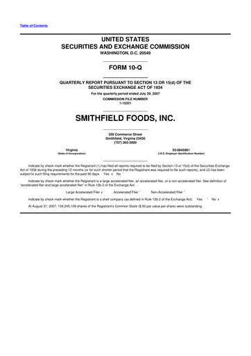 Thumbnail Smithfield Foods 10-Q Quarterly Report FY 