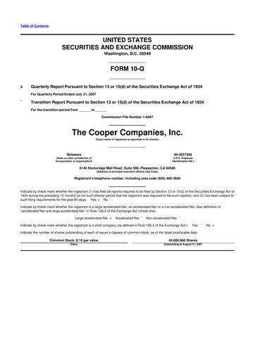 Thumbnail Cooper Companies 10-Q Quarterly Report FY 