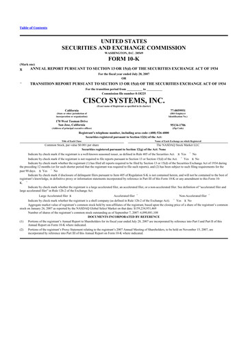 Thumbnail Cisco 10-K Annual Report 