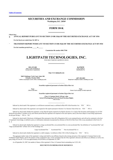 Thumbnail LightPath Technologies 10-K Annual Report 