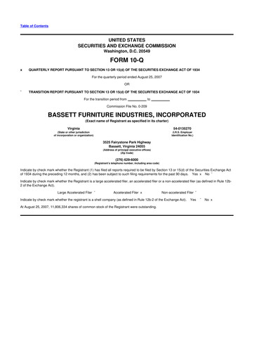 Thumbnail Bassett Furniture 10-Q Quarterly Report FY 
