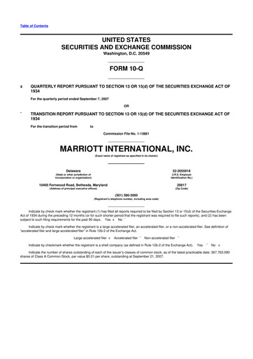 Thumbnail Marriott International 10-Q Quarterly Report FY 