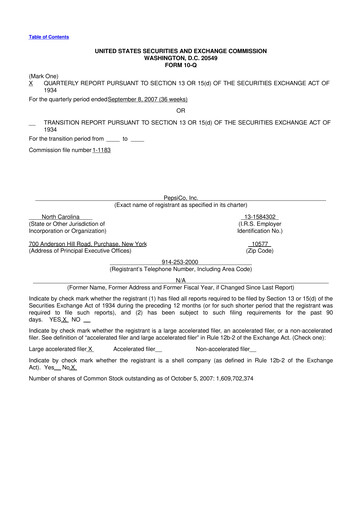 Thumbnail Pepsico 10-Q Quarterly Report FY 