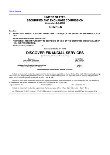 Thumbnail Discover Financial Services 10-Q Quarterly Report FY 