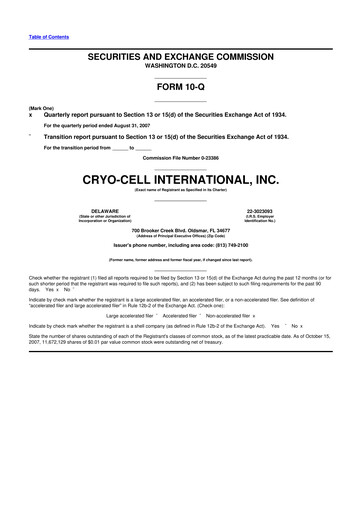 Thumbnail Cryo-Cell International 10-Q Quarterly Report FY 