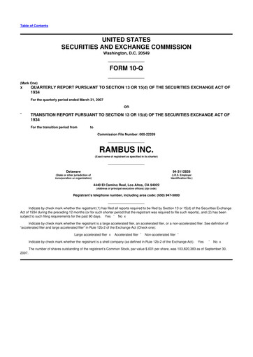 Thumbnail Rambus 10-Q Quarterly Report FY 