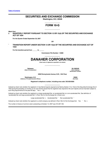 Thumbnail Danaher 10-Q Quarterly Report FY 