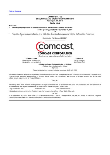 Vorschaubild Comcast 10-Q Quartalsbericht  