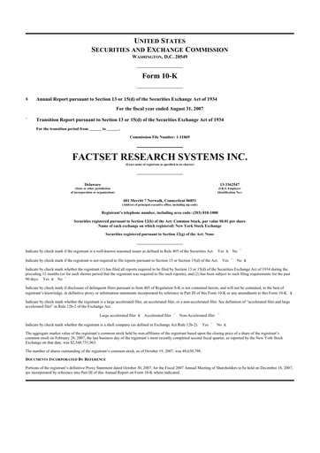 Thumbnail FactSet 10-K Annual Report 