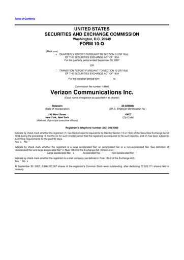 Vorschaubild Verizon 10-Q Quartalsbericht  