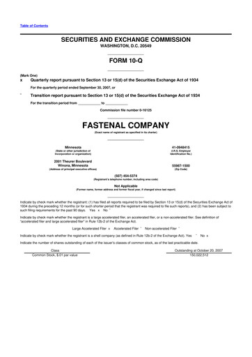 Thumbnail Fastenal 10-Q Quarterly Report FY 