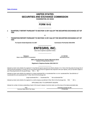 Vorschaubild Entegris 10-Q Quartalsbericht  