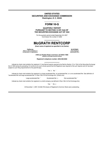 Miniature McGrath RentCorp
 10-Q Rapport trimestriel  