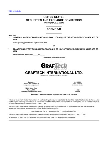 Miniature GrafTech 10-Q Rapport trimestriel  