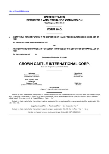 Thumbnail Crown Castle 10-Q Quarterly Report FY 