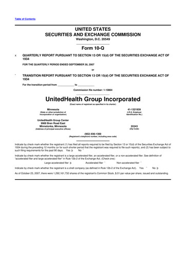 Thumbnail UnitedHealth 10-Q Quarterly Report FY 