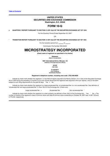 Thumbnail Strategy 
 (MicroStrategy) 10-Q Quarterly Report FY 
