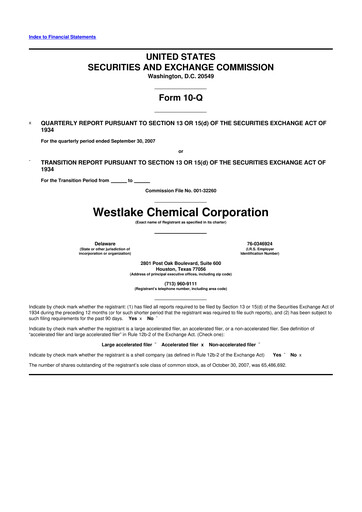 Thumbnail Westlake Corporation
 10-Q Quarterly Report FY 