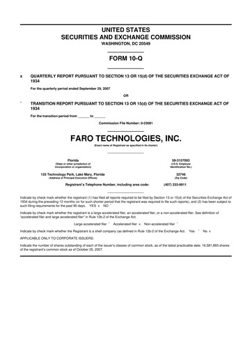Thumbnail Faro Technologies
 10-Q Quarterly Report FY 