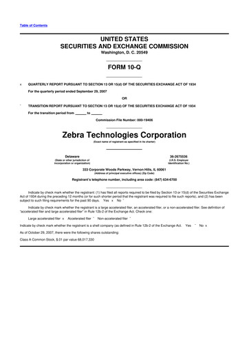 Thumbnail Zebra Technologies 10-Q Quarterly Report FY 