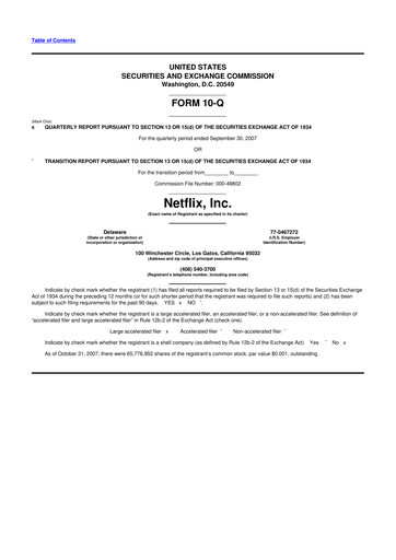 Vorschaubild Netflix 10-Q Quartalsbericht  