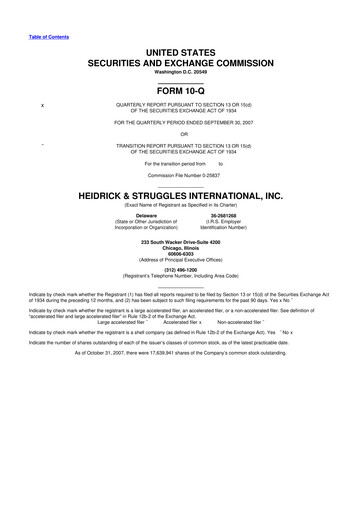 Miniature Heidrick & Struggles

 10-Q Rapport trimestriel  