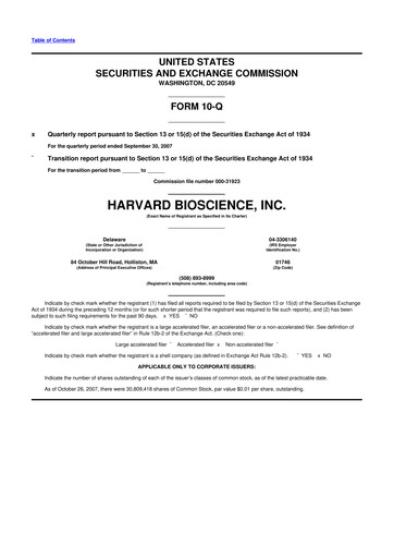 Vorschaubild Harvard Bioscience 10-Q Quartalsbericht  