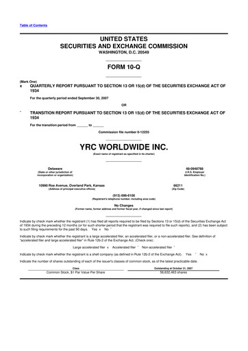 Thumbnail Yellow Corporation 10-Q Quarterly Report FY 