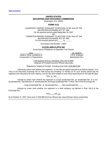 Thumbnail Cleveland-Cliffs 10-Q Quarterly Report FY 