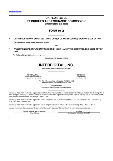 Thumbnail InterDigital
 10-Q Quarterly Report FY 